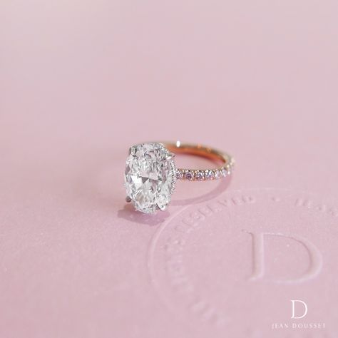 Hochzeit - DANAE DUO Two Tone Engagement Ring With A 2.70  Carats Oval Cut Diamond, Handcrafted By Jean Dousset. 