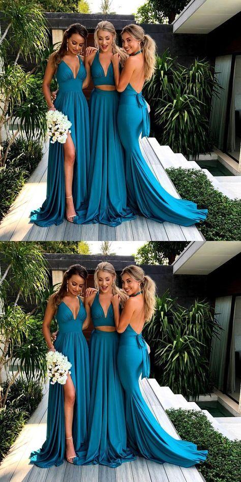 Свадьба - Long Bridesmaid Dresses, Blue Bridesmaid Dresses, 2018 Bridesmaid Dresses, Wedding Party Dresses, Formal Evening Dresses
