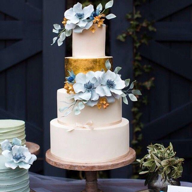 Wedding - Gorgeous Cake Gold Tier And Flowers. 