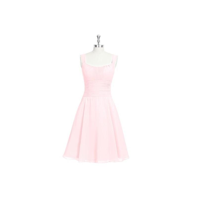 زفاف - Blushing_pink Azazie Hannah - Knee Length Scoop Chiffon Scoop Dress - Charming Bridesmaids Store