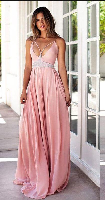 Mariage - Sexy Pink Evening Dresses Empire Summer Chiffon Long #prom #promdress #dress #eveningdress #evening #fashion #love #shopping #art #dress #women #me… 