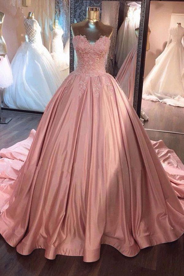 زفاف - Customized Appealing Sleeveless Prom Dresses, Pink Sleeveless Prom Dresses, Long Prom Dresses, Pink Sweetheart Lace Long Ball Gown Prom Dress,sweet 16 Dress WF01G42-992