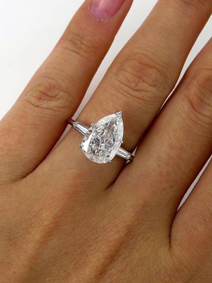 Свадьба - GIA 2.96CT ANTIQUE VINTAGE OLD EURO PEAR DIAMOND ENGAGEMENT WEDDING RING PLAT 