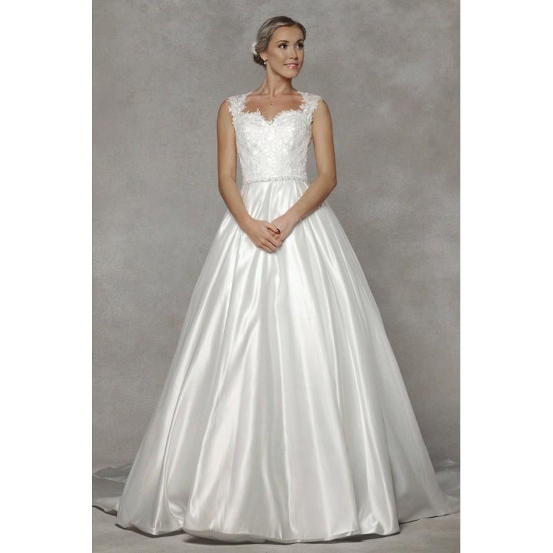 Wedding - Style 1600443 by LQ Designs - Ivory  White Lace  Satin Floor Sweetheart A-Line Capped Wedding Dresses - Bridesmaid Dress Online Shop