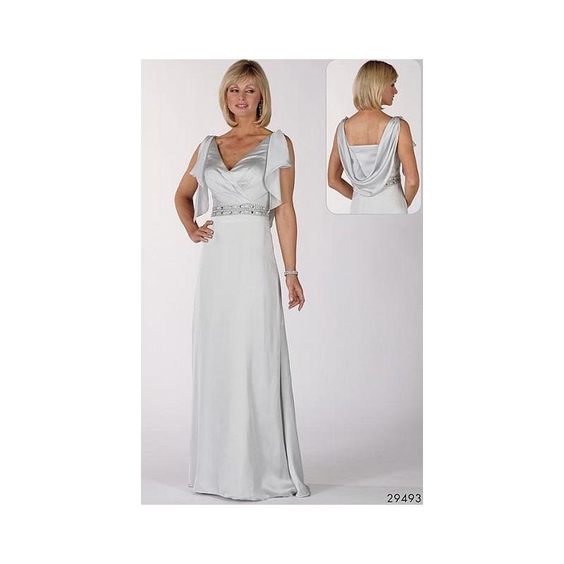 زفاف - Alyce Paris JDL Flutter Sleeve Satin Chiffon Evening Dress 29493 - Brand Prom Dresses
