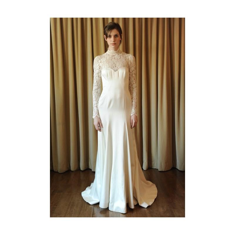 زفاف - Temperley London - Spring 2013 - Grace Lace and Silk Long Sleeve Sheath Wedding Dress with High Neck - Stunning Cheap Wedding Dresses