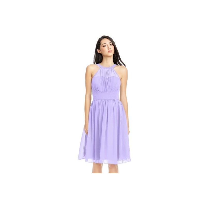 زفاف - Lilac Azazie Yamilet - Halter Knee Length Chiffon Illusion Dress - Charming Bridesmaids Store