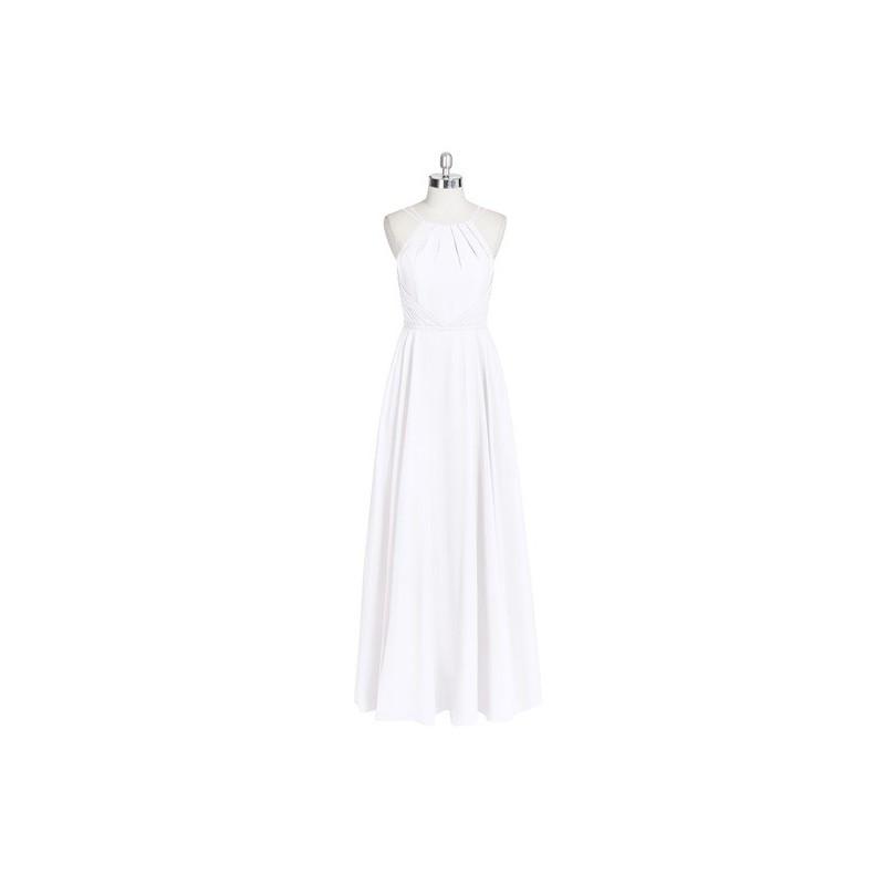 Wedding - White Azazie Melinda - Strap Detail Floor Length Chiffon Halter Dress - Charming Bridesmaids Store