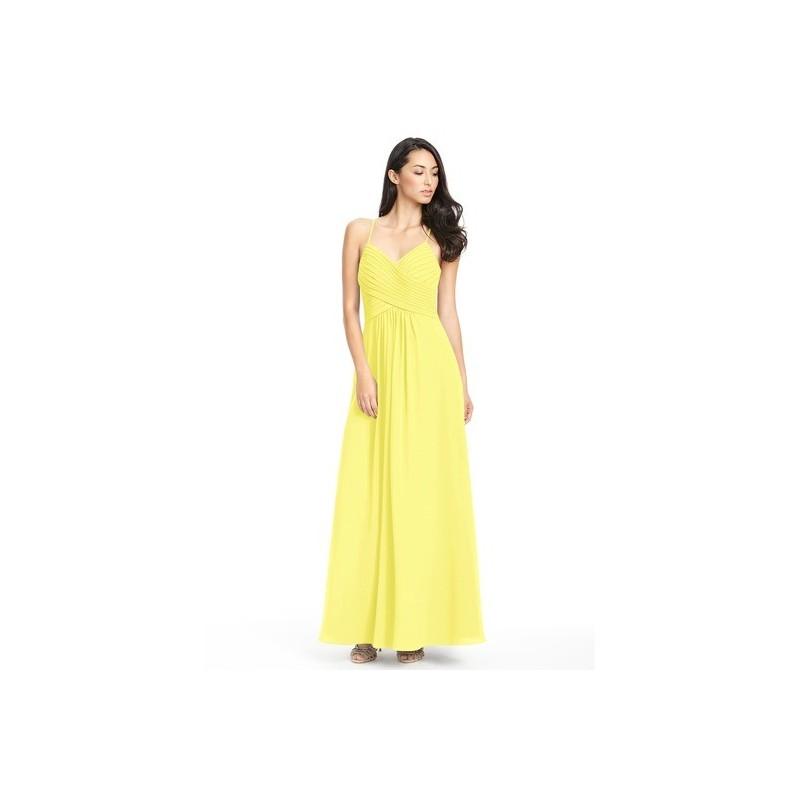 زفاف - Lemon Azazie Haleigh - Keyhole Floor Length V Neck Chiffon Dress - Charming Bridesmaids Store
