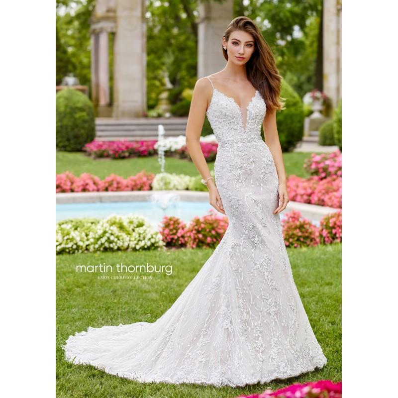 Wedding - Sophia Tolli spring 2018 118252 Pavane Fit & Flare Ivory Open Back Beading Lace Spaghetti Straps Chapel Train Dress For Bride - Charming Wedding Party Dresses