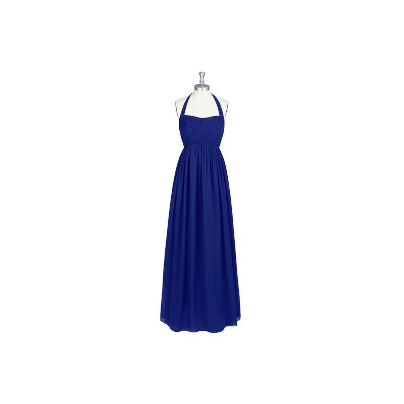 زفاف - Royal_blue Azazie Francesca - Halter Chiffon Floor Length Bow/Tie Back Dress - Simple Bridesmaid Dresses & Easy Wedding Dresses