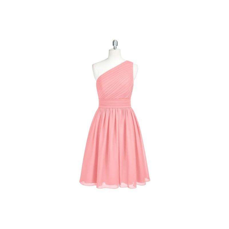Mariage - Flamingo Azazie Katrina - Knee Length Bow/Tie Back Chiffon One Shoulder Dress - Charming Bridesmaids Store