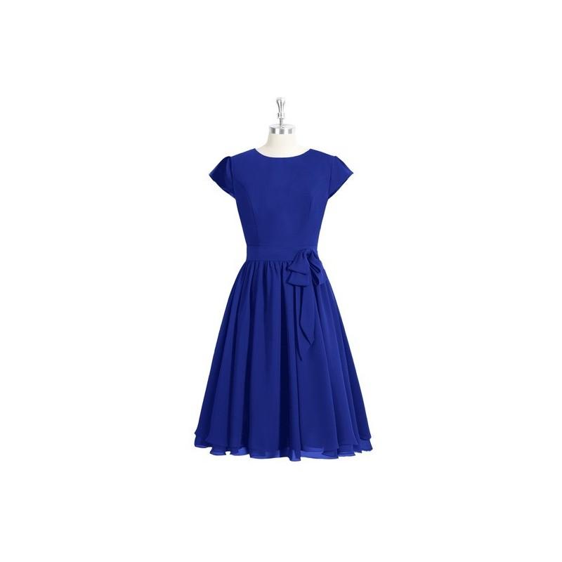 Mariage - Royal_blue Azazie Ingrid - Knee Length Chiffon Back Zip Scoop Dress - Simple Bridesmaid Dresses & Easy Wedding Dresses