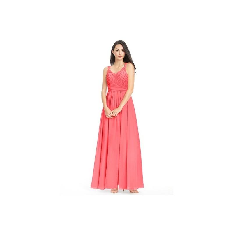 Свадьба - Watermelon Azazie Danny - Floor Length Sweetheart Chiffon And Lace Keyhole Dress - Simple Bridesmaid Dresses & Easy Wedding Dresses