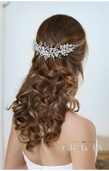 Hochzeit - NIKEPHOROS Silver Leaf Bridal Hair Piece With Crystals And Flowers