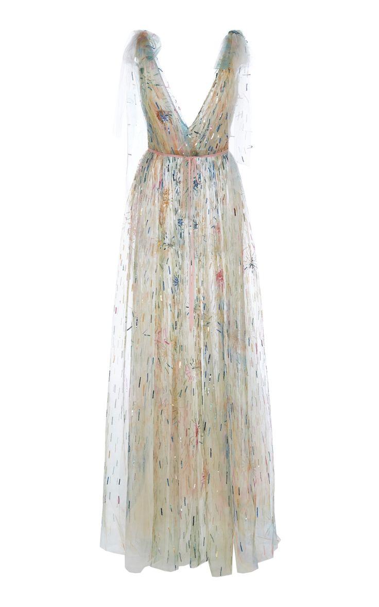Свадьба - Embroidered V-Neck Gown By Monique Lhuillier 
