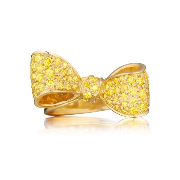 زفاف - Mimi So Pave Yellow Sapphire Small Bow Ring 