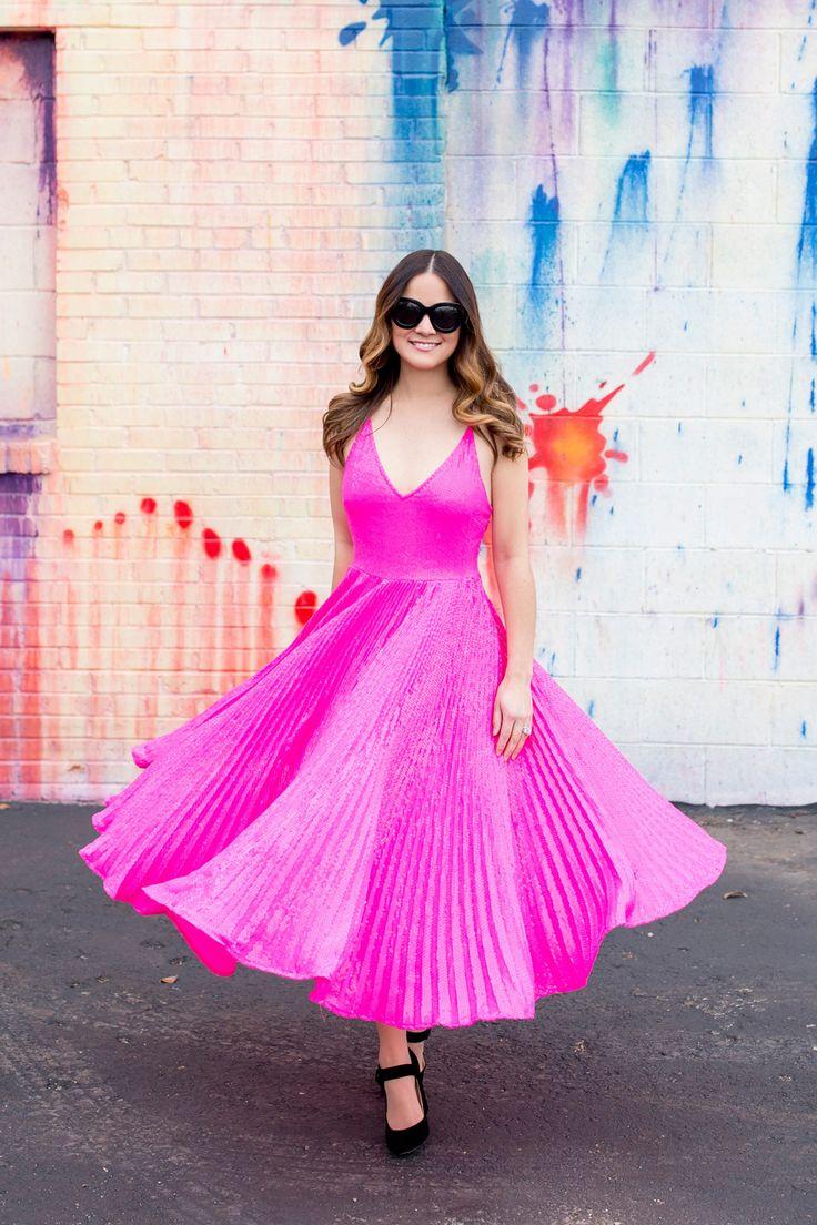 Mariage - Pink Sequin Pleated Dress