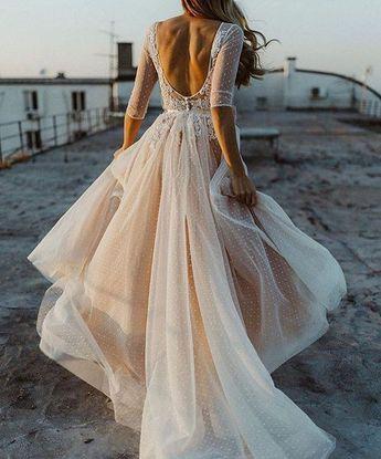 Mariage - Dreamy Floaty Long Sleeved Wedding Dress 