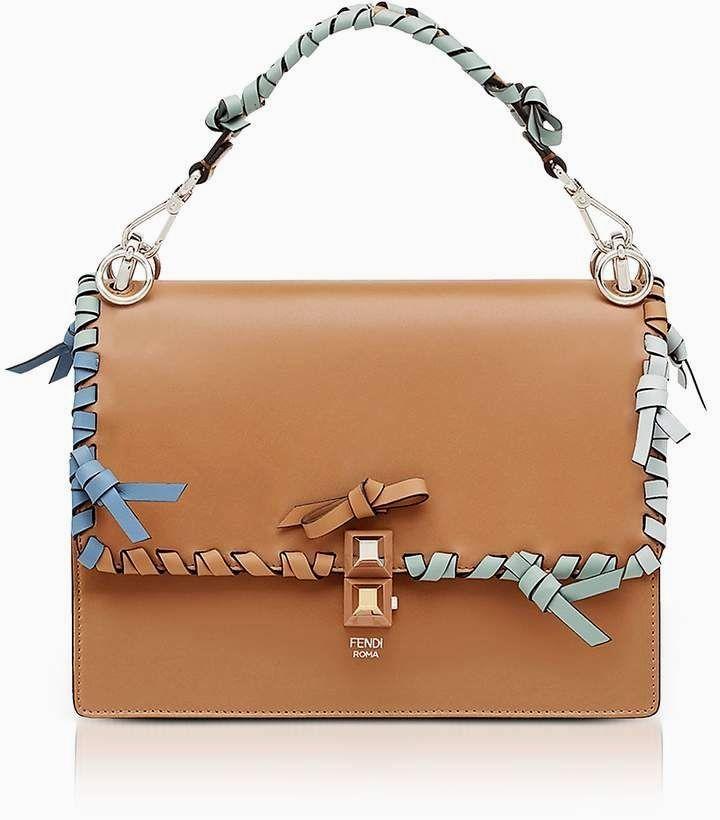 Wedding - Fendi Kan I M Orzo Leather Lace Up Top Handle Shoulder Bag Leather Handbags And Purses 