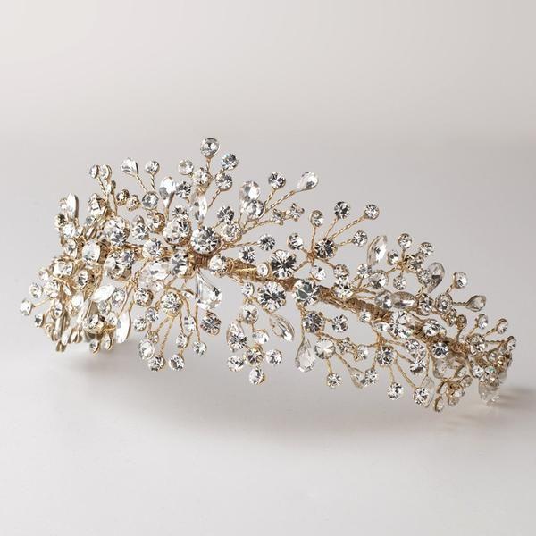 Wedding - "The Juliette" Starburst Crystal Side Headband (Gold Or Silver)