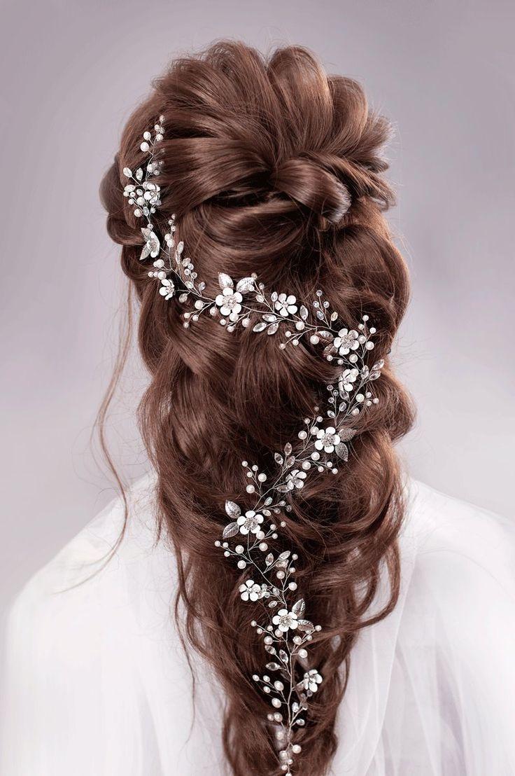 Свадьба - Bridal Hair Vine Long Hair Vine Wedding Hair Vine Flower Hair Vine Wedding Headpiece Pearl Hair Vine Bridal Hairpiece Crystal Hair Vine