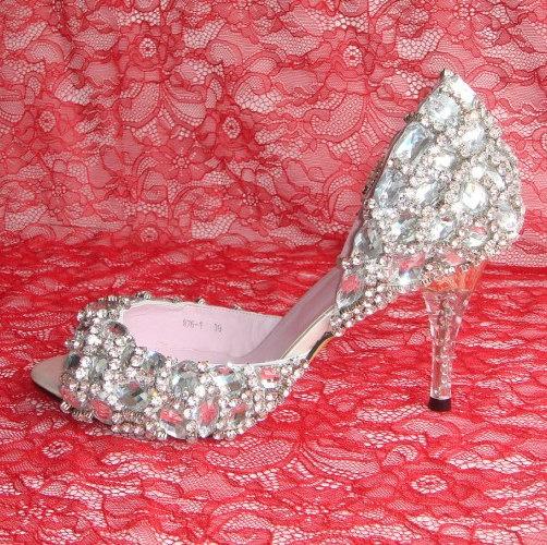 Hochzeit - Make To Order Hand Sew Crystal Shoes Wedding By Creativesugar, $149.00 