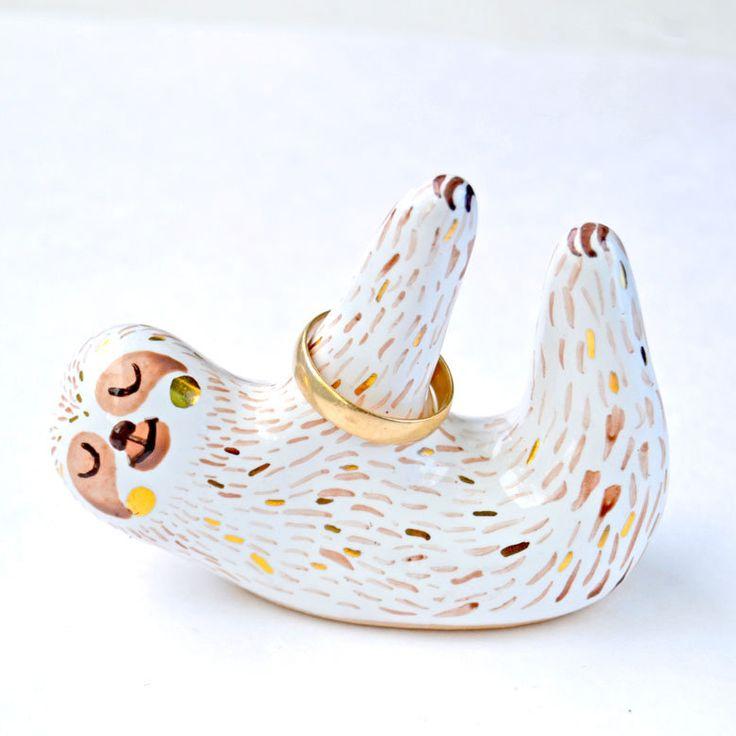 Hochzeit - Etsy Sloth Ceramic Ring Holder 