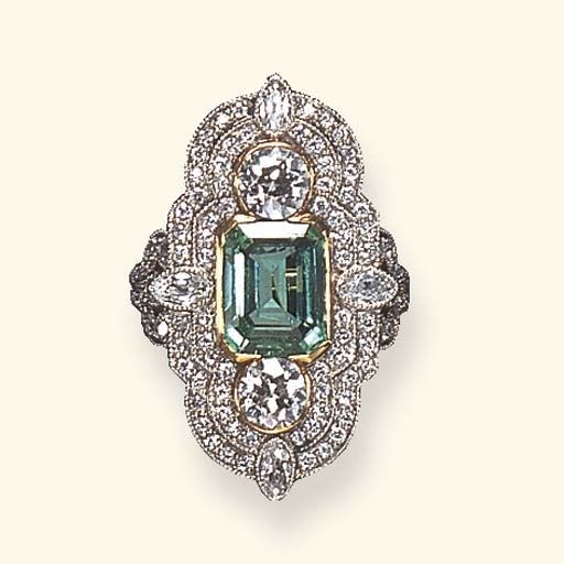 زفاف - Belle Epoque Emerald Ring. Auctioned At Christie's For $16,000 