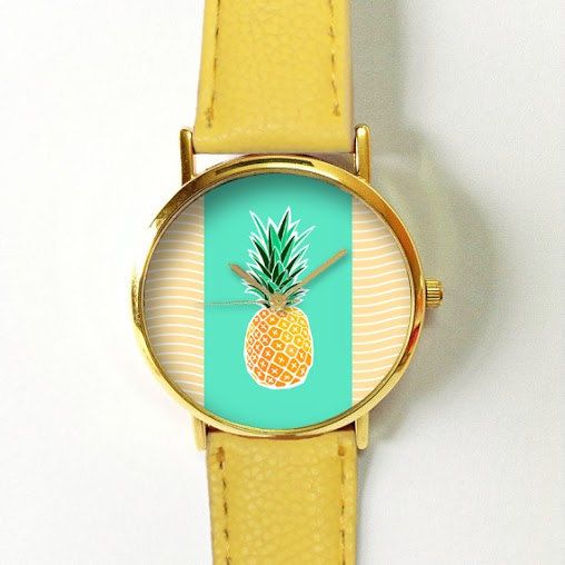 زفاف - Pineapple Watch Watches For Women Leather  Ladies Jewelry Accessories Gifts Spring Fashion Personalized Unique Ananas Tropical Fruits Summer 