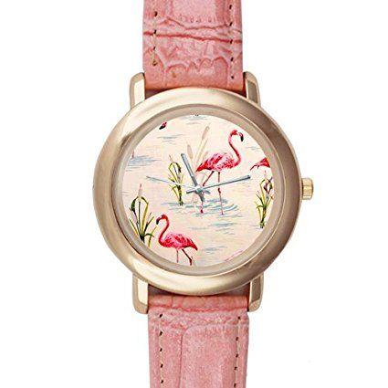 Mariage - Special Design Beaituful Pink Flamingos, Love Flamingos Pink Ladies Leather Alloy High-grade Watch 