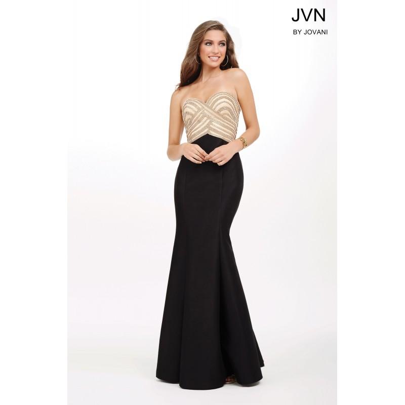 Hochzeit - Jovani Black and Nude Sweetheart Neck Dress JVN33933 -  Designer Wedding Dresses