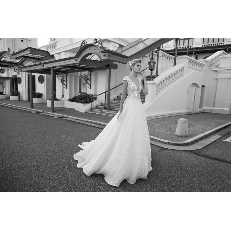 زفاف - Alessandra Rinaudo 2017 Betty ARAB17615 Ball Gown Deep Plunging V-Neck Cap Sleeves Chapel Train Open V Back Beading Bridal Gown - Customize Your Prom Dress