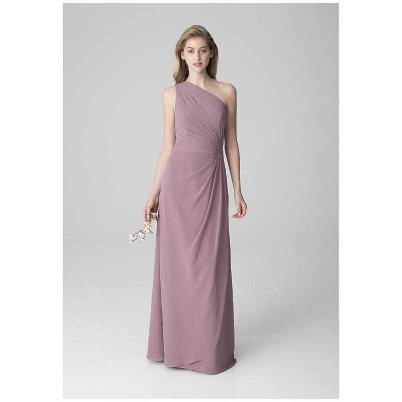زفاف - Bill Levkoff 1268 - Sheath Purple One Shoulder Chiffon Floor Asymmetric - Formal Bridesmaid Dresses 2018