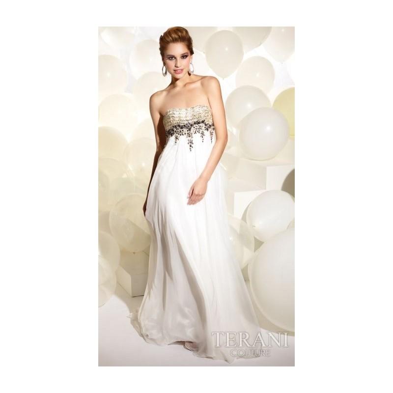 Hochzeit - Terani Ivory Evening Dress with Beading T842 - Brand Prom Dresses