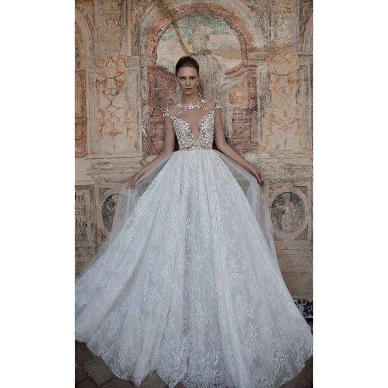 Hochzeit - Alon Livne 2017 TERRI Lace Keyhole Back Sexy Illusion Beading Spring Sweep Train Aline Ivory Cap Sleeves Dress For Bride - Brand Prom Dresses