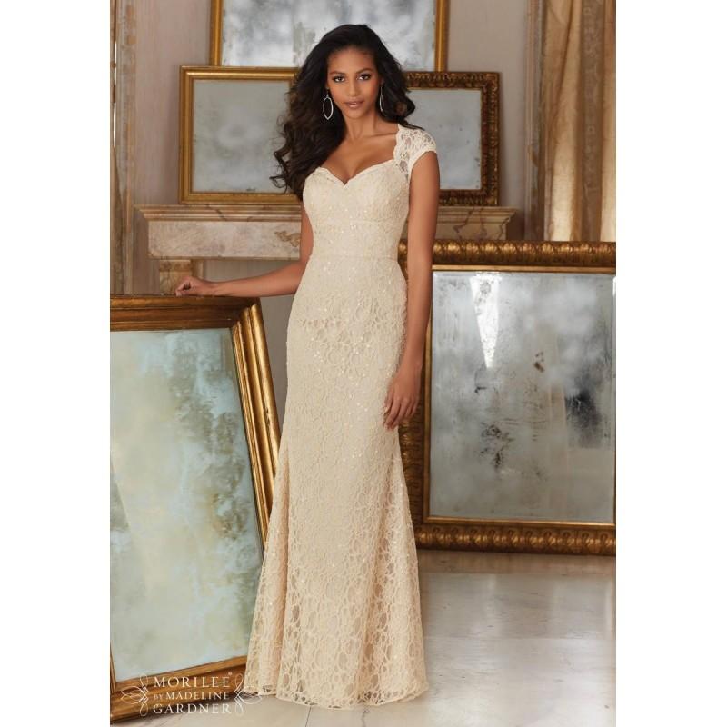Mariage - Mori Lee Bridesmaids 143 Cap Sleeve Beaded Lace Gown - Brand Prom Dresses