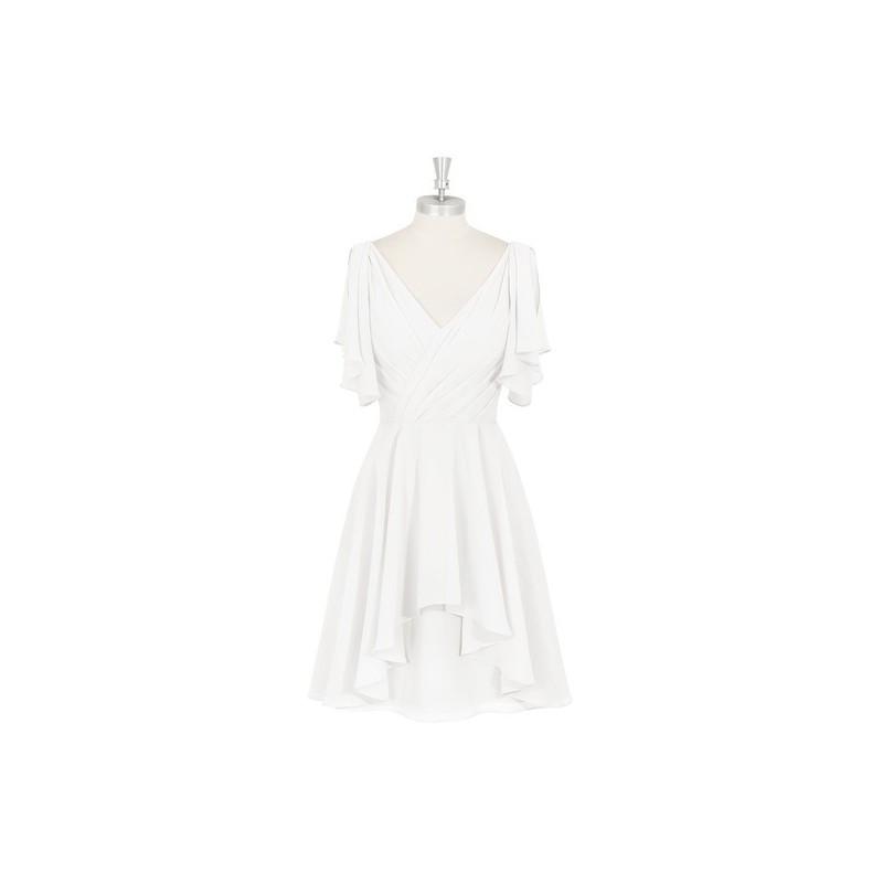 زفاف - Ivory Azazie Ayana - Knee Length V Back Chiffon V Neck Dress - Simple Bridesmaid Dresses & Easy Wedding Dresses