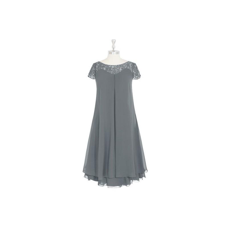 زفاف - Steel_grey Azazie Tess MBD - Chiffon Illusion Knee Length Illusion Dress - Simple Bridesmaid Dresses & Easy Wedding Dresses