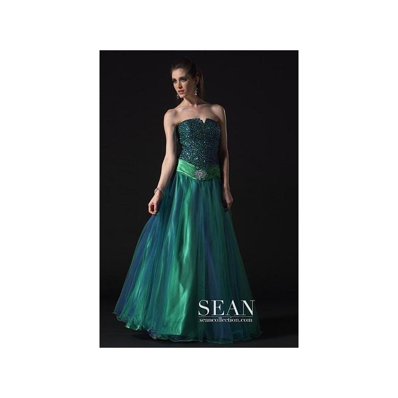 Mariage - Sean Couture Peacock Corset Back Ball Gown Prom Dress 70567 - Brand Prom Dresses