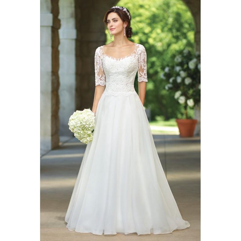 Hochzeit - Style 117177 by Enchanting by Mon Cheri - Ivory  White Lace Illusion back Floor Round  Scooped Wedding Dresses - Bridesmaid Dress Online Shop