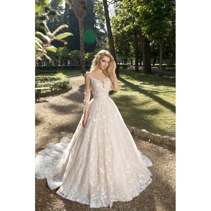 Mariage - Louise Sposa 2018 Ivetta Chapel Train Winter Sweet Blush Appliques Tulle Illusion Ball Gown Long Sleeves Bridal Gown - Rich Your Wedding Day