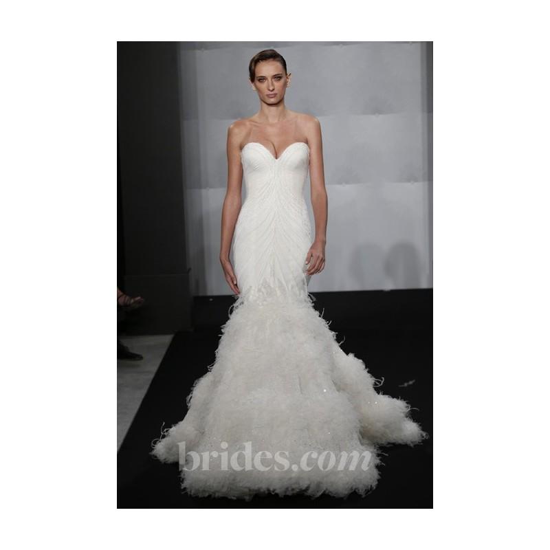 Wedding - Mark Zunino for Kleinfeld - 2013 - Style MZBF63 Strapless Beaded Mermaid Wedding Dress with Feather Skirt - Stunning Cheap Wedding Dresses