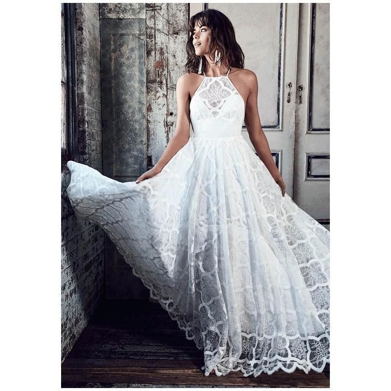 زفاف - Grace Loves Lace Harriet - Ball Gown Halter Empire Floor Cathedral Lace - Formal Bridesmaid Dresses 2018