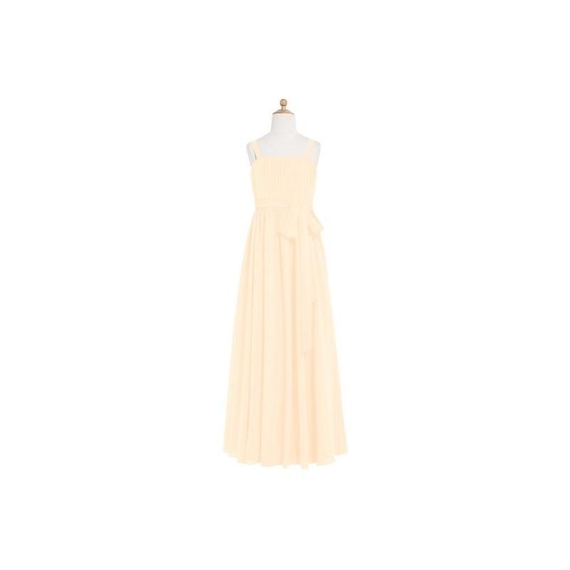 Wedding - Peach Azazie Ellie JBD - Back Zip Straight Floor Length Chiffon Dress - Charming Bridesmaids Store