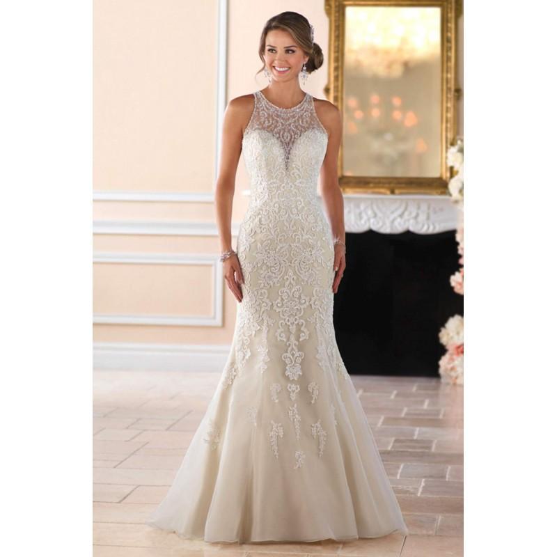 Wedding - Style 6435 by Stella York - Ivory  White Beaded  Lace Illusion back Floor High Fit and Flare Wedding Dresses - Bridesmaid Dress Online Shop