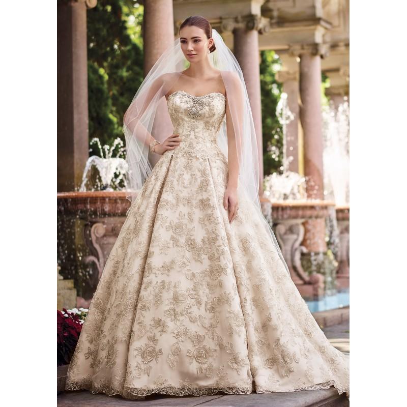 Wedding - David Tutera for Mon Cheri Spring/Summer 2017 117274 Gilda Sweet Gold Sleeveless Sweetheart Ball Gown Lace Beading Wedding Gown - Rich Your Wedding Day