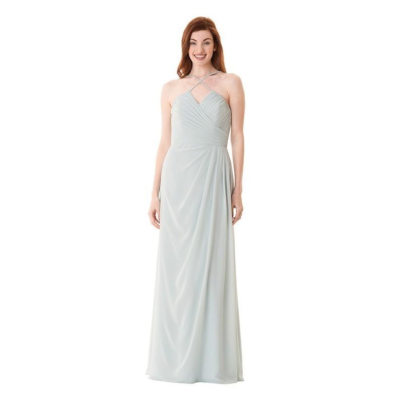 زفاف - Bari Jay Bridesmaids BC-1663 - A-Line Blue V-Neck Chiffon Floor Natural Ruching Plus Size Available - Formal Bridesmaid Dresses 2018