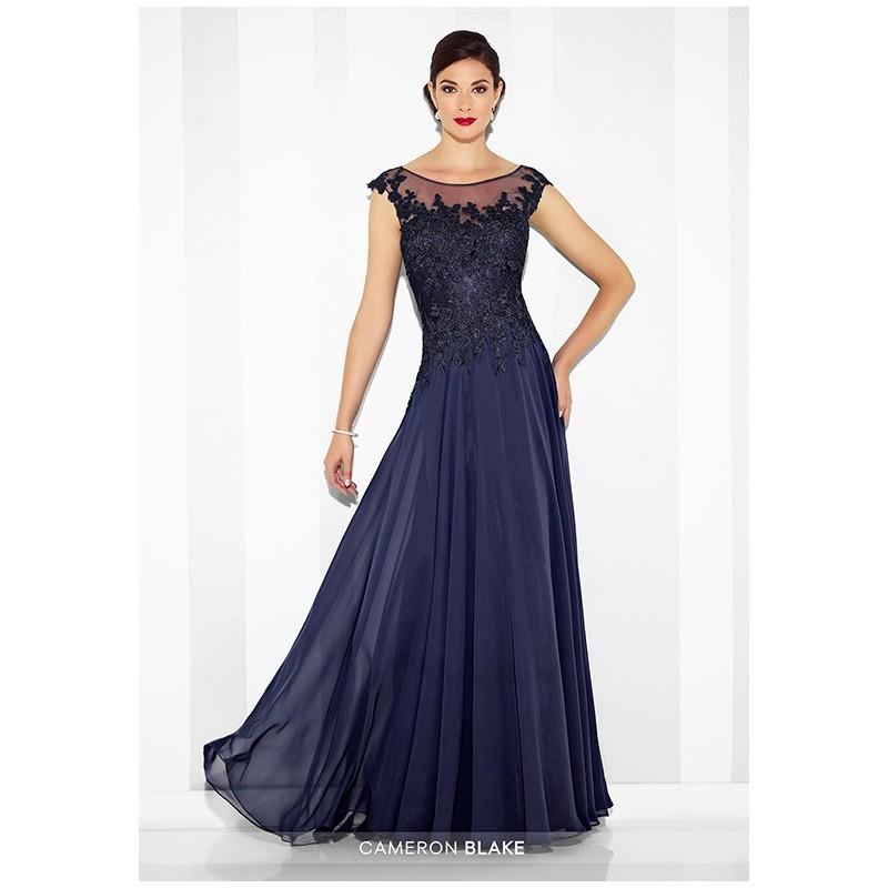 Mariage - Cameron Blake 117614 - A-Line Blue Bateau Lace - Formal Bridesmaid Dresses 2018