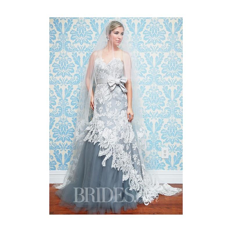 Свадьба - Modern Trousseau - Fall 2015 - Storm Asymmetrical Blue Lace Sheath Sweetheart Wedding Dress - Stunning Cheap Wedding Dresses